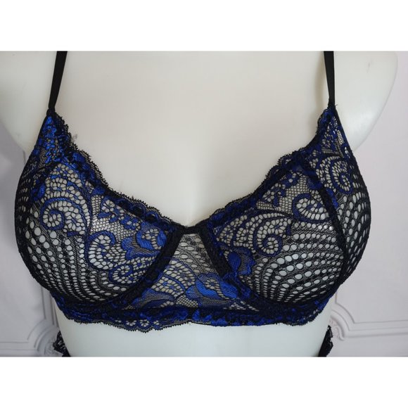 NWT Avid Love 3Pcs/Set Lace Floral Bra+G-string Panties+Garter Belt Plus XXL - Picture 3 of 10